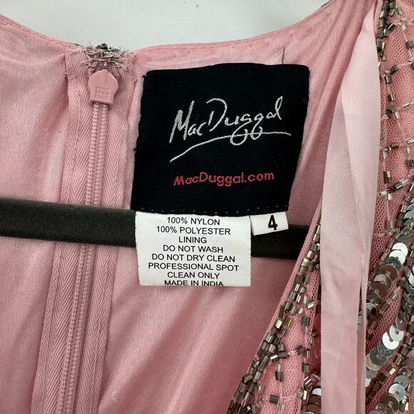 Mac Duggal Stripe Lined Sequin V-Neck Gown Rose Pink Size 4 NWT - Picture 12 of 13